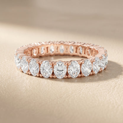 Oval Cut Lab Grown Diamond Eternity Ring in Rose Gold