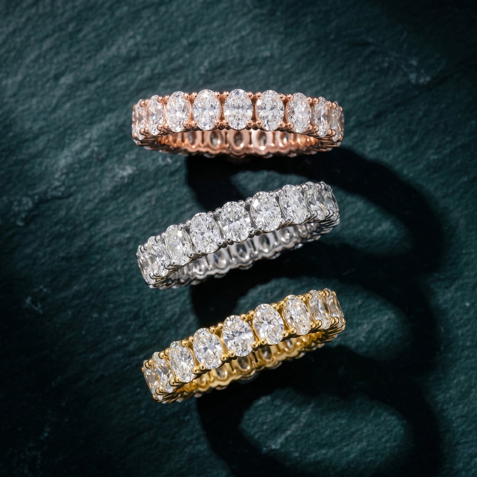 Oval Cut Lab Grown Diamond Eternity Ring in Silver