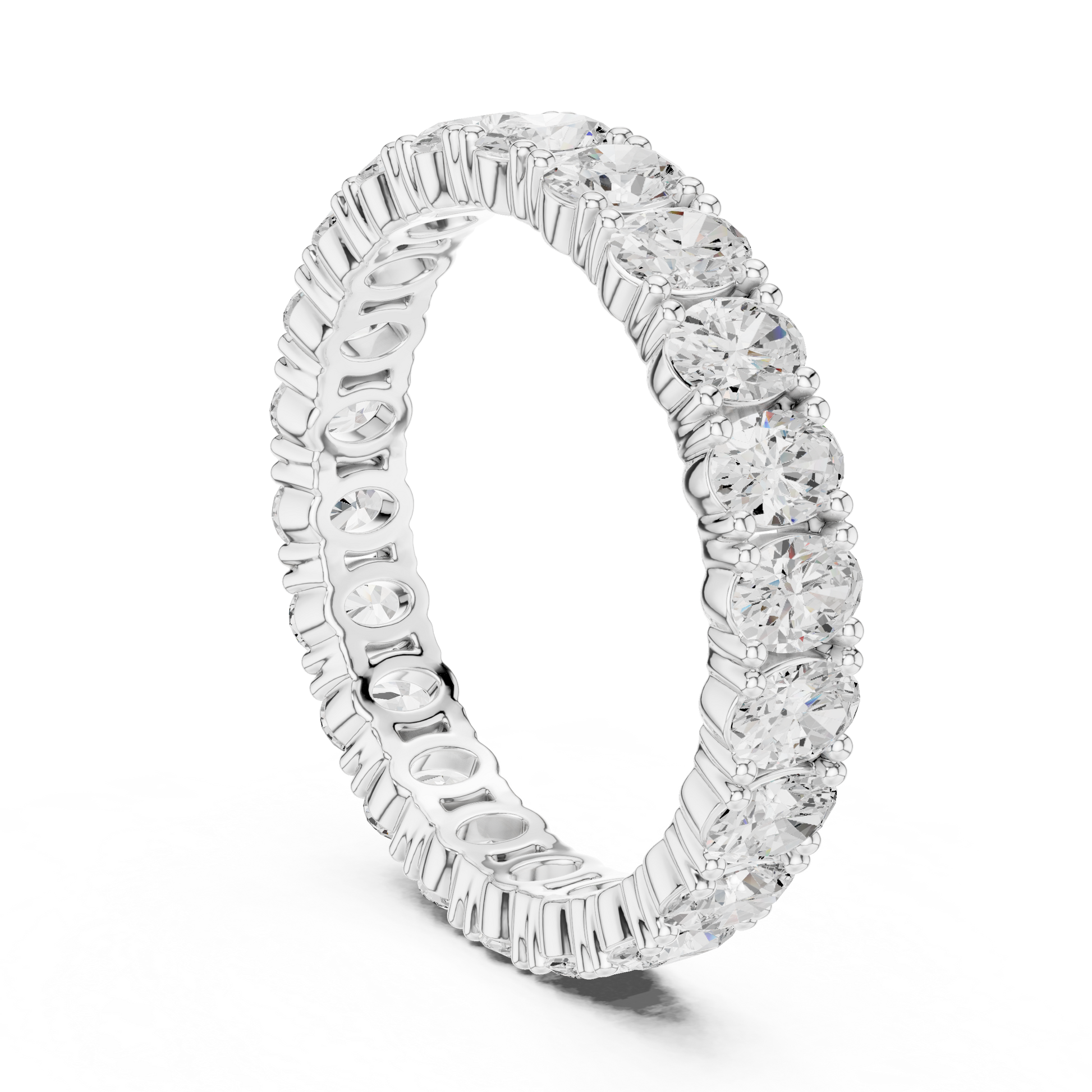 Oval Cut Lab Grown Diamond Eternity Ring in White Gold
