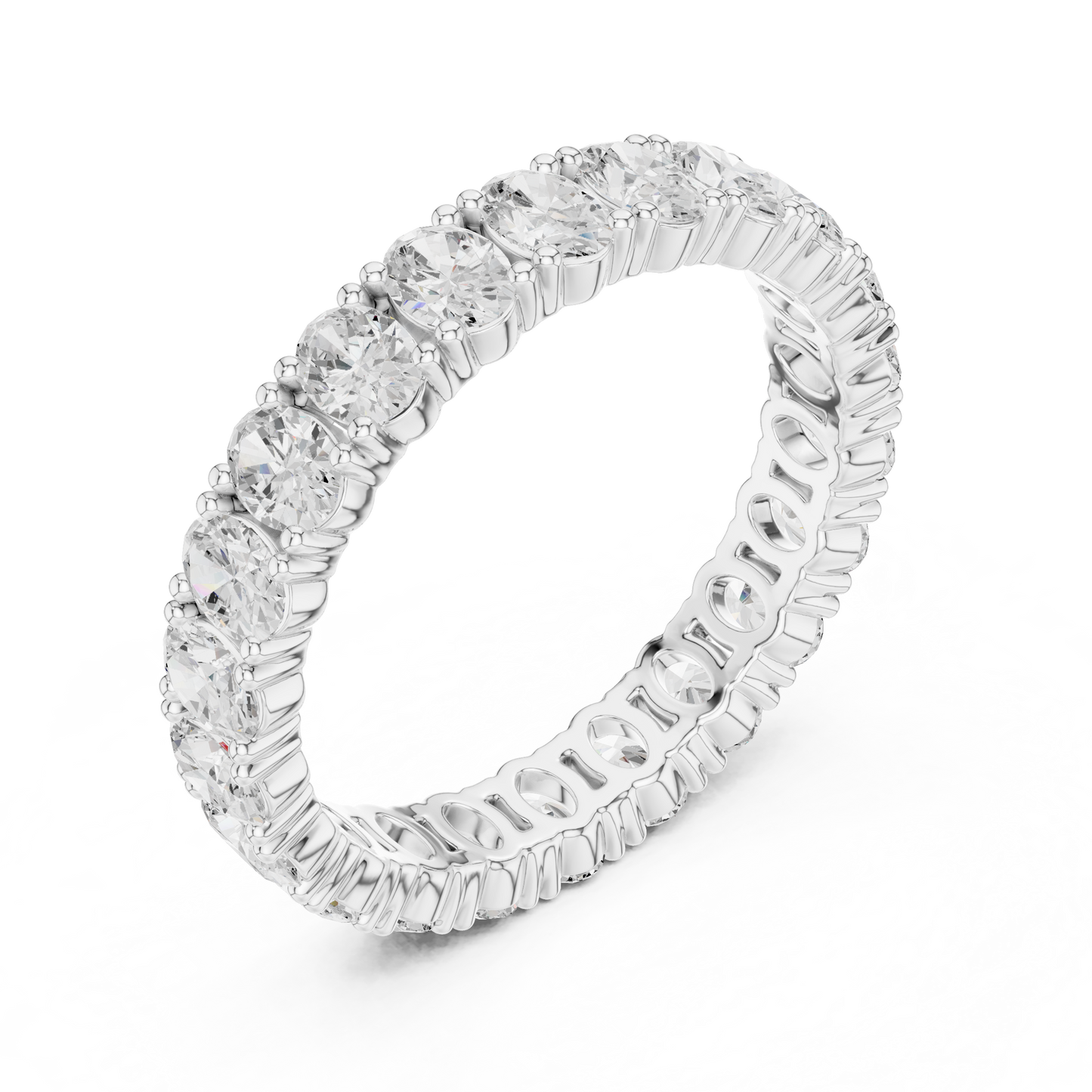 Oval Cut Lab Grown Diamond Eternity Ring in Silver
