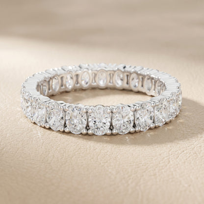 Oval Cut Lab Grown Diamond Eternity Ring in White Gold