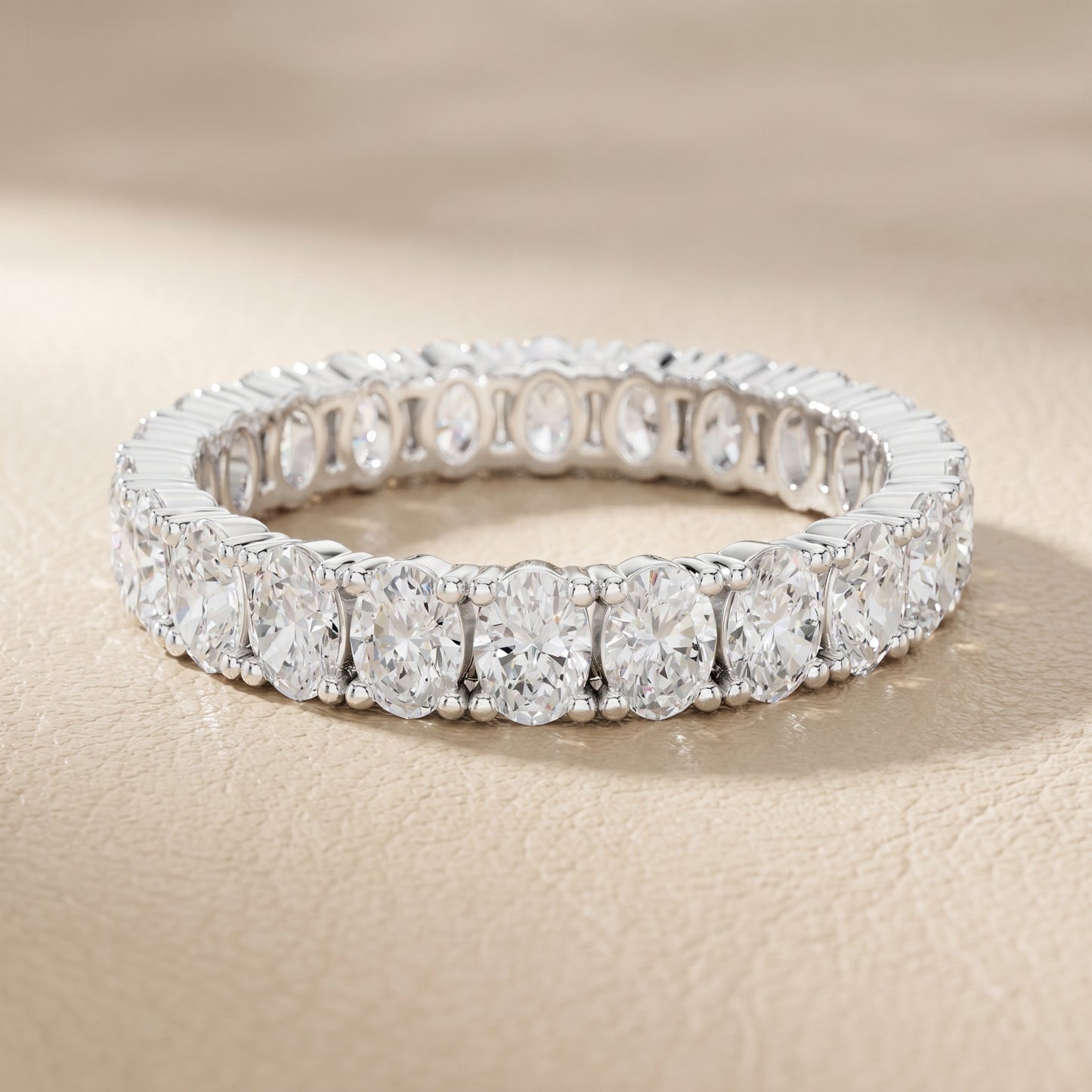 Oval Cut Lab Grown Diamond Eternity Ring in Silver