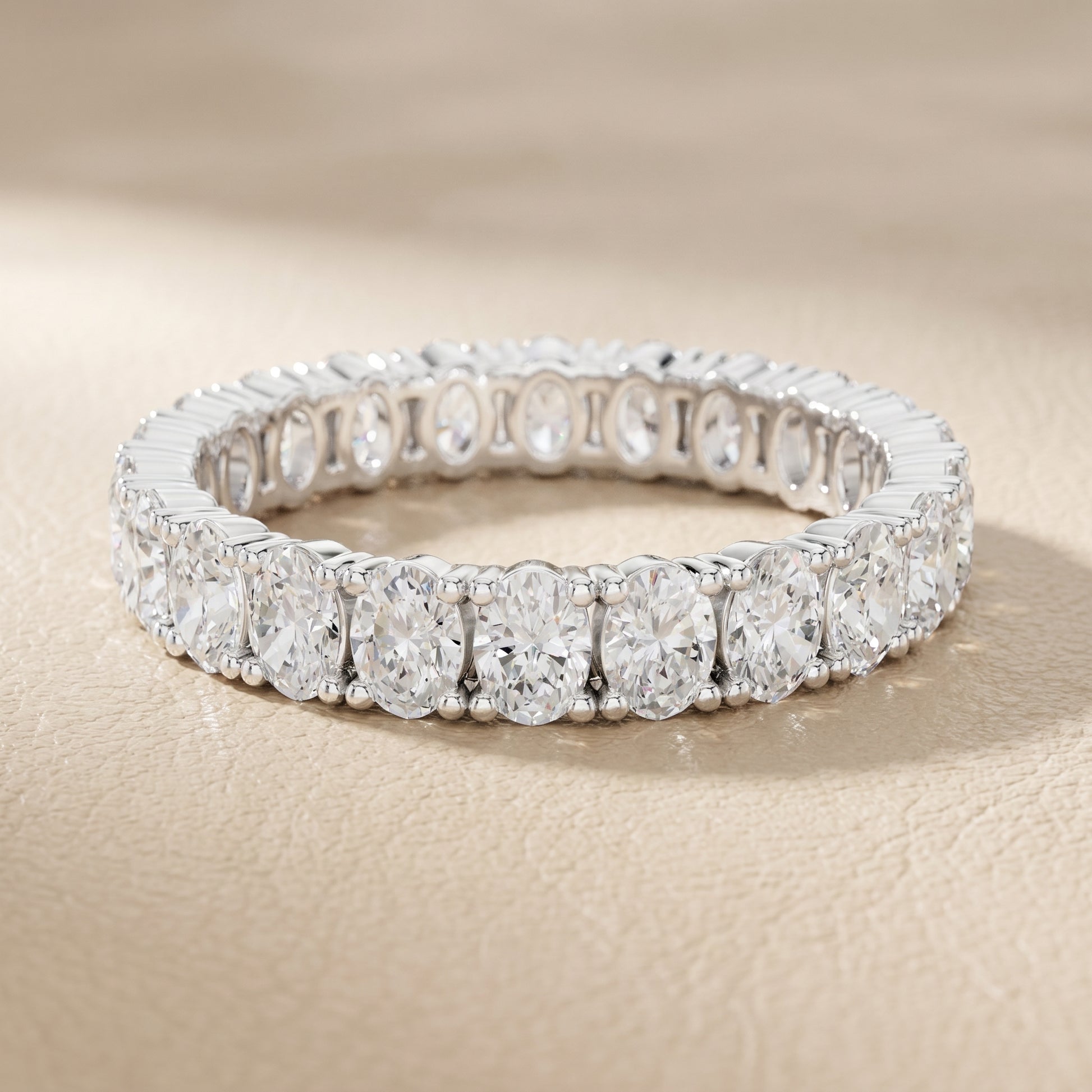 Oval Cut Lab Grown Diamond Eternity Ring in Silver