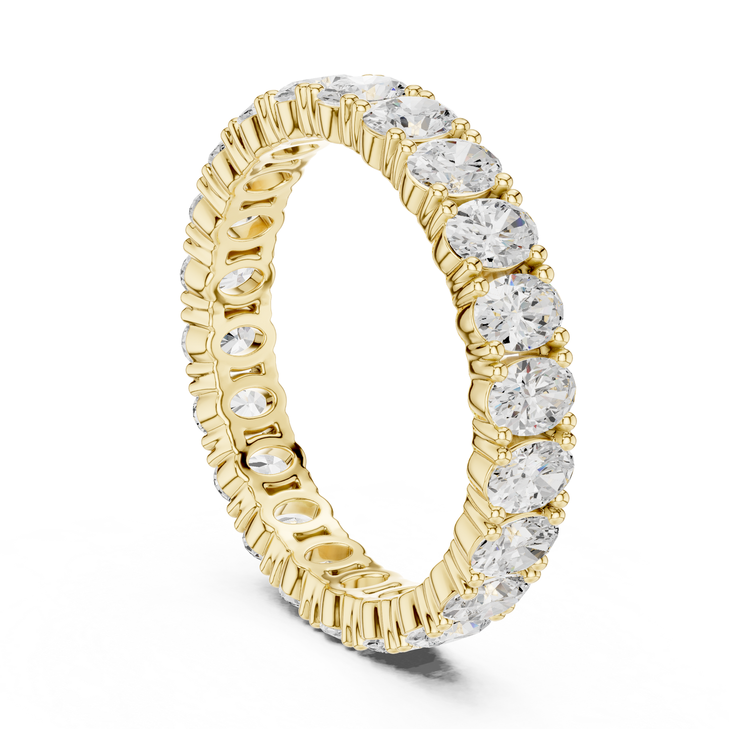 Oval Cut Lab Grown Diamond Eternity Ring in Yellow Gold