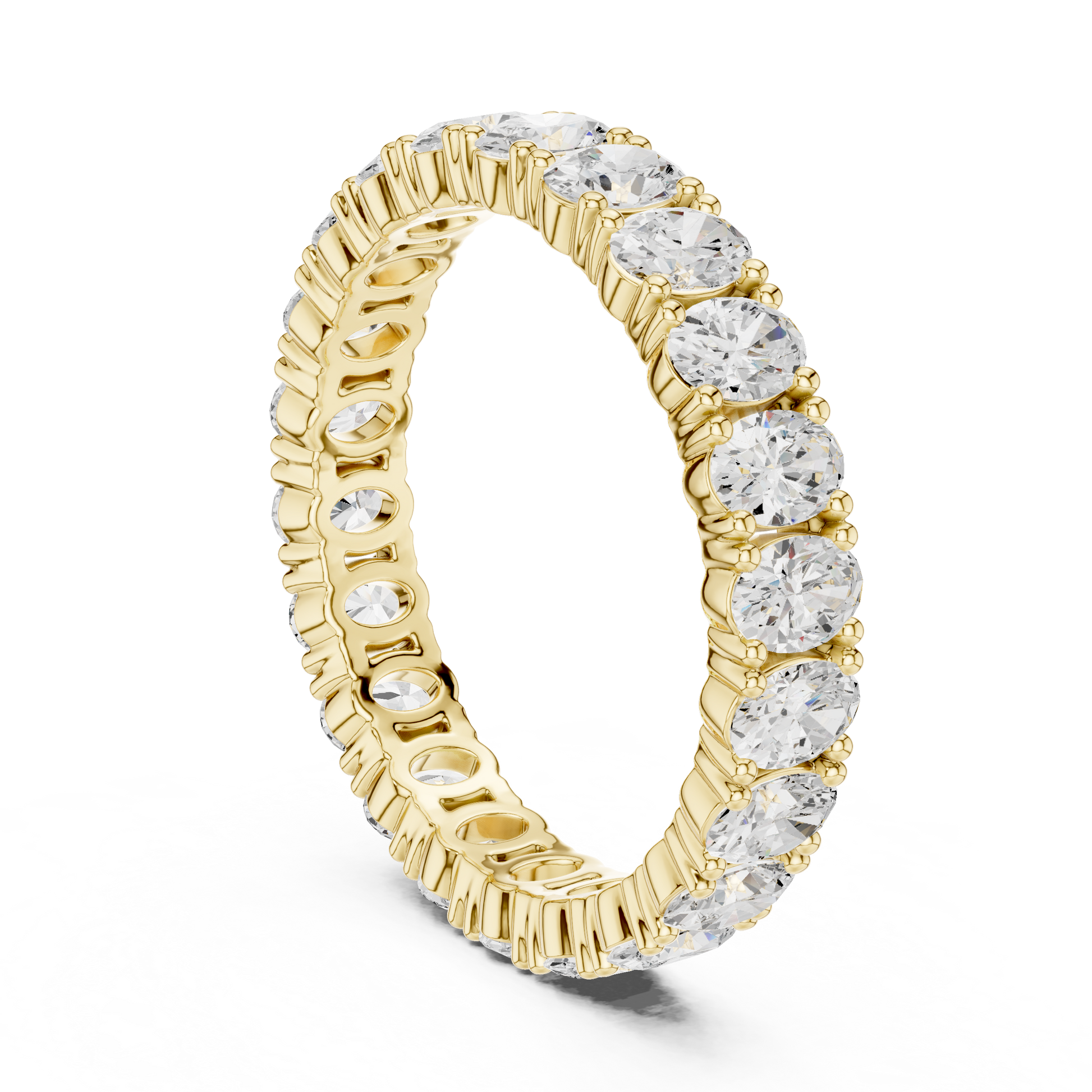 Oval Cut Lab Grown Diamond Eternity Ring in Yellow Gold