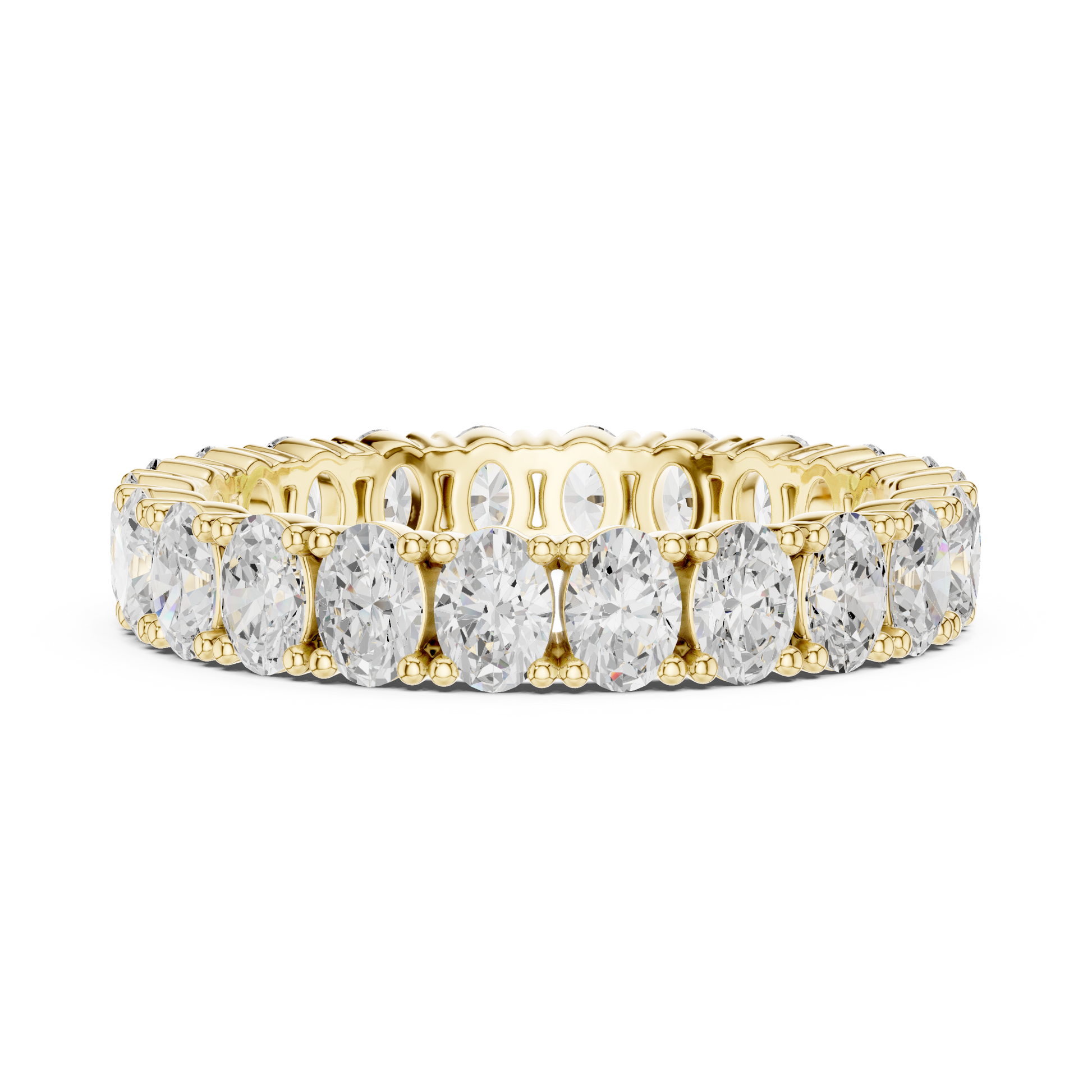 Oval Cut Lab Grown Diamond Eternity Ring in Yellow Gold