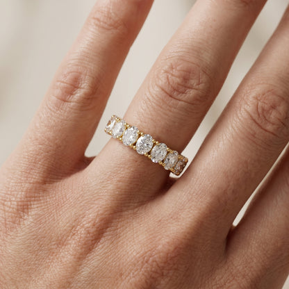 Oval Cut Lab Grown Diamond Eternity Ring in Yellow Gold