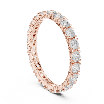 Cushion Cut Lab Grown Diamond Eternity Ring in Rose Gold