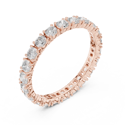 Cushion Cut Lab Grown Diamond Eternity Ring in Rose Gold