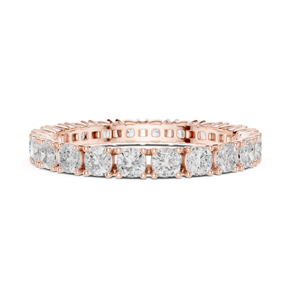 Cushion Cut Lab Grown Diamond Eternity Ring in Rose Gold