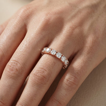 Cushion Cut Lab Grown Diamond Eternity Ring in Rose Gold