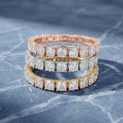 Cushion Cut Lab Grown Diamond Eternity Ring in Platinum