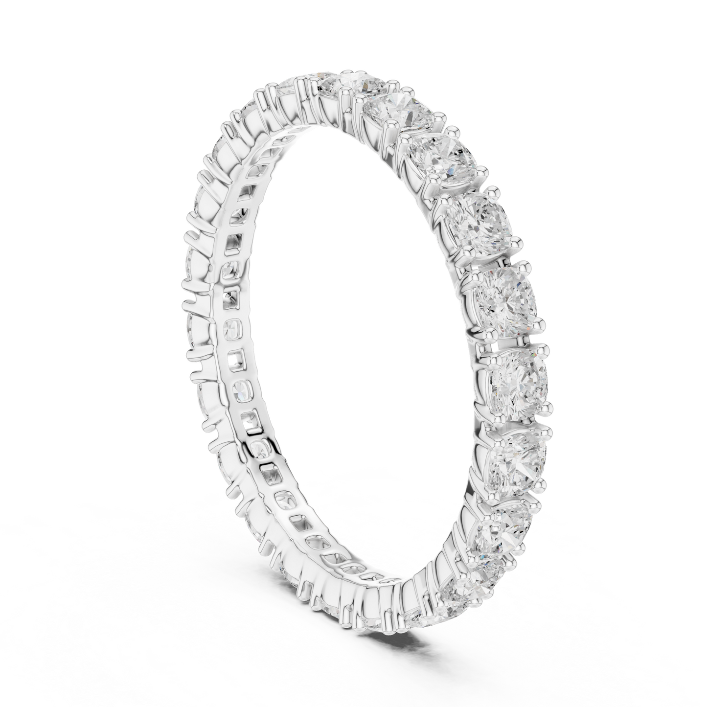 Cushion Cut Lab Grown Diamond Eternity Ring in Platinum
