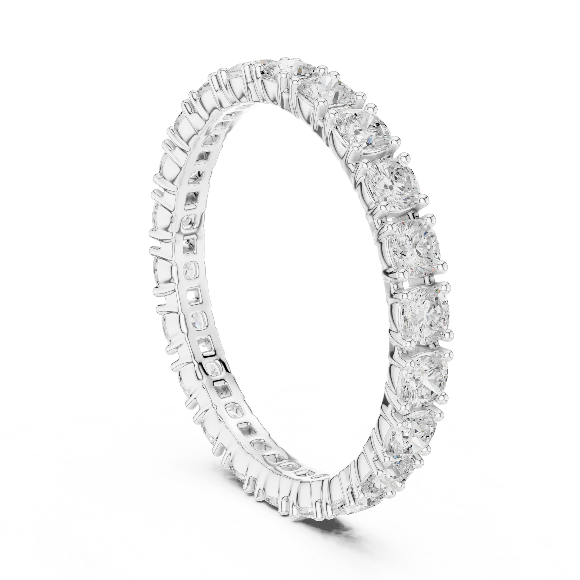 Cushion Cut Lab Grown Diamond Eternity Ring in Platinum