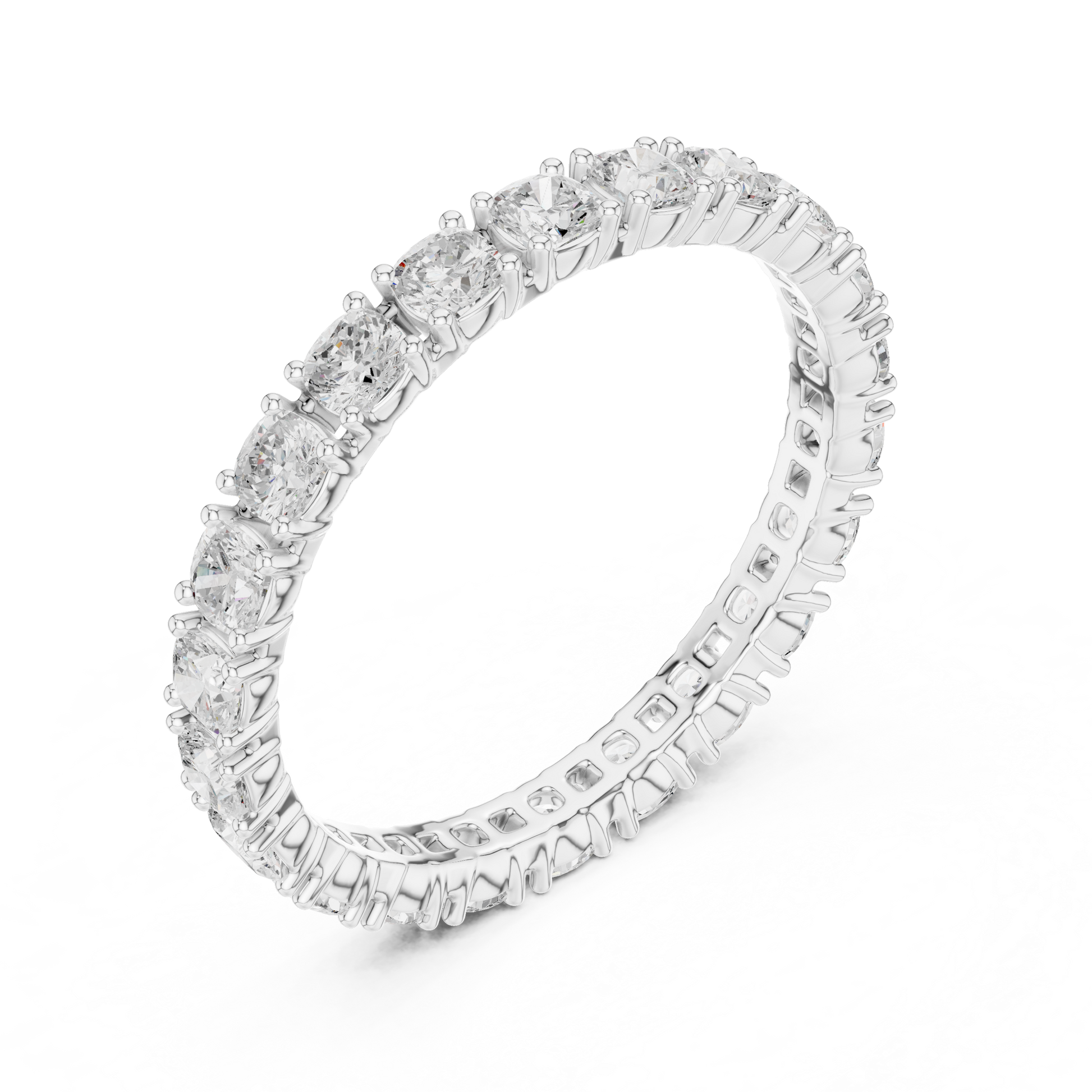 Cushion Cut Lab Grown Diamond Eternity Ring in White Gold