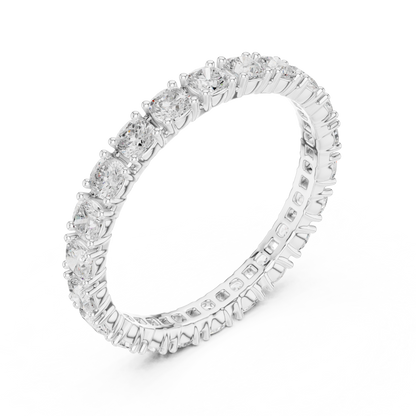 Cushion Cut Lab Grown Diamond Eternity Ring in White Gold