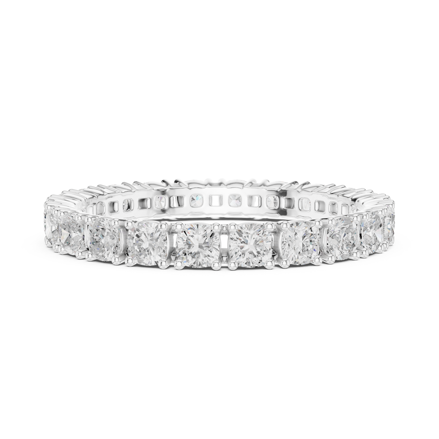 Cushion Cut Lab Grown Diamond Eternity Ring in White Gold
