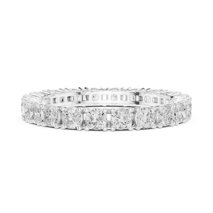 Cushion Cut Lab Grown Diamond Eternity Ring in Platinum