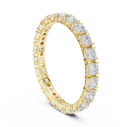 Cushion Cut Lab Grown Diamond Eternity Ring in Yellow Gold