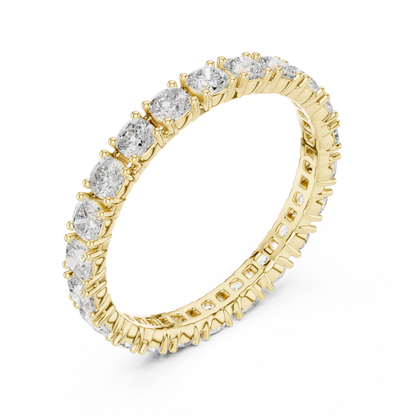Cushion Cut Lab Grown Diamond Eternity Ring in Yellow Gold