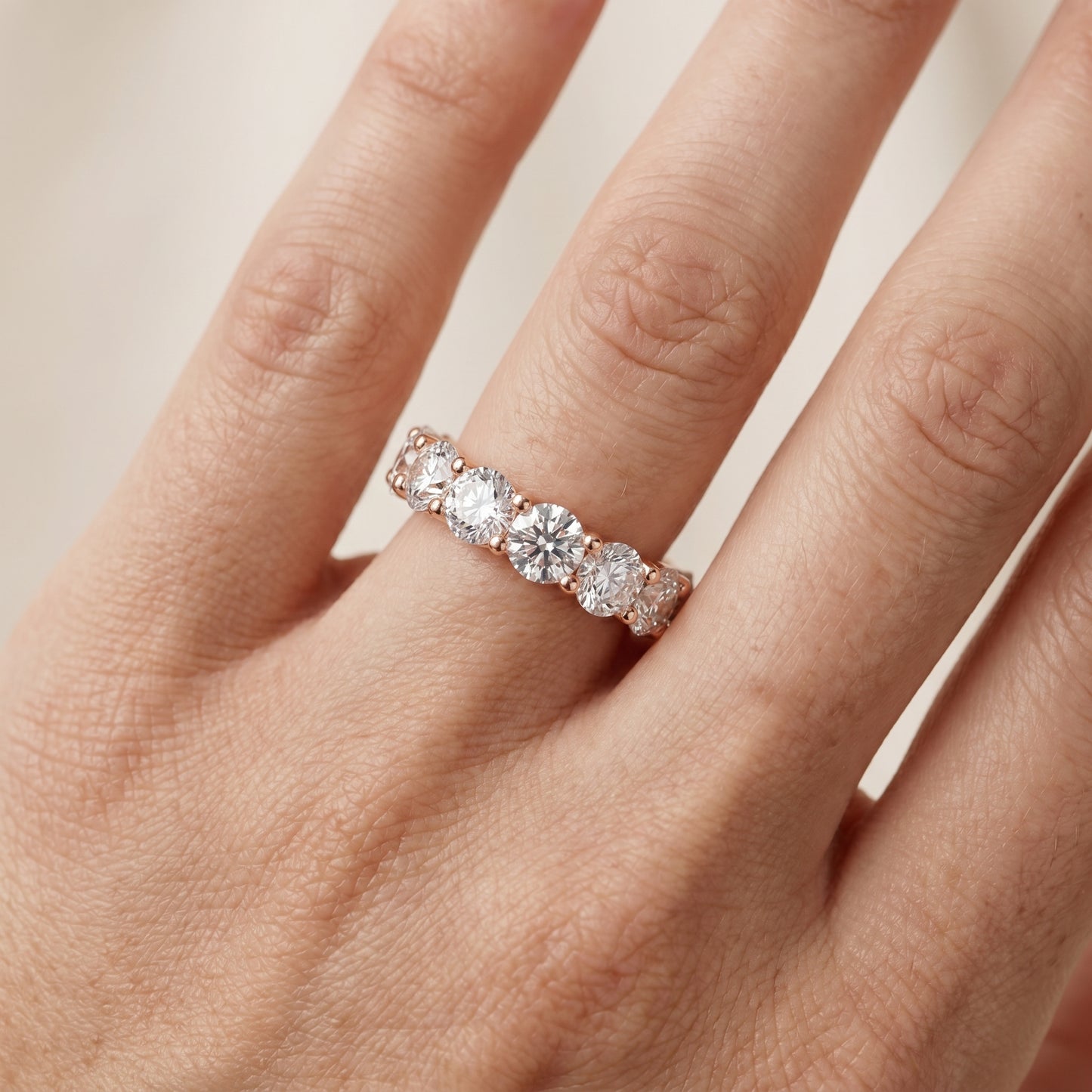Round Cut Lab Grown Diamond Ring in Rose Gold