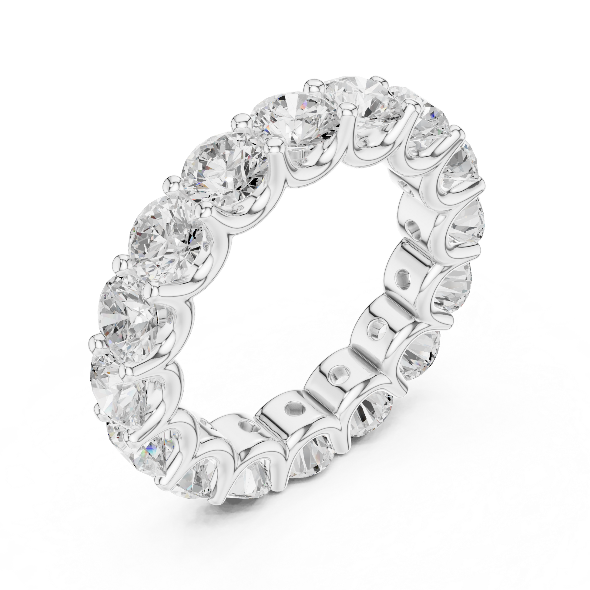 Round Cut Lab Grown Diamond Ring in Silver