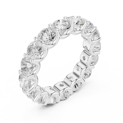 Round Cut Lab Grown Diamond Ring in Silver