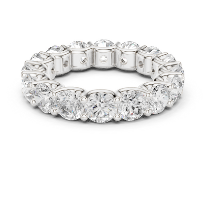Round Cut Lab Grown Diamond Ring in Silver