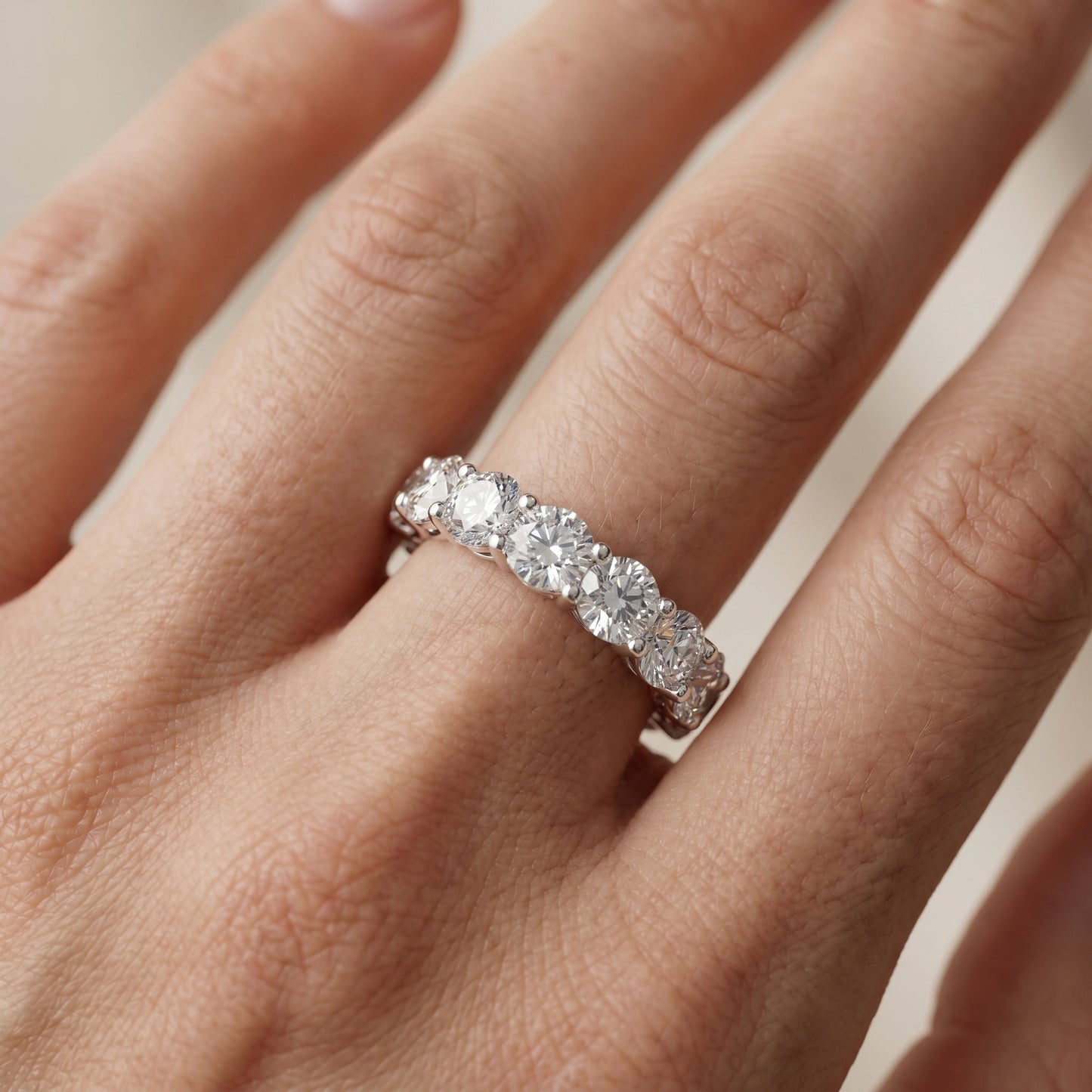 Round Cut Lab Grown Diamond Ring in Silver
