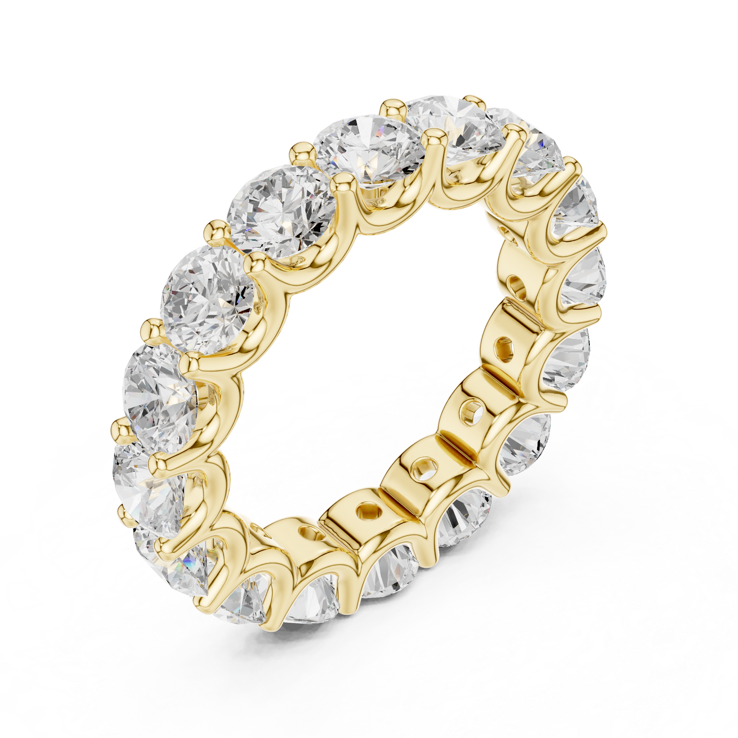 Round Cut Lab Grown Diamond Ring in Yellow Gold