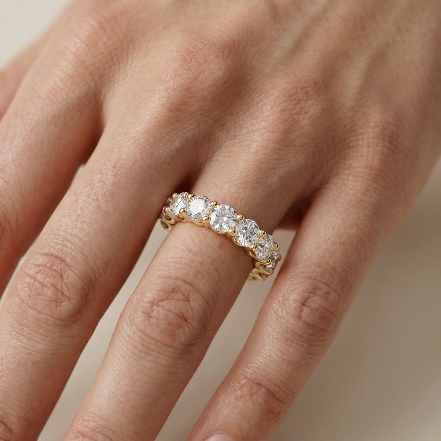 Round Cut Lab Grown Diamond Ring in Yellow Gold