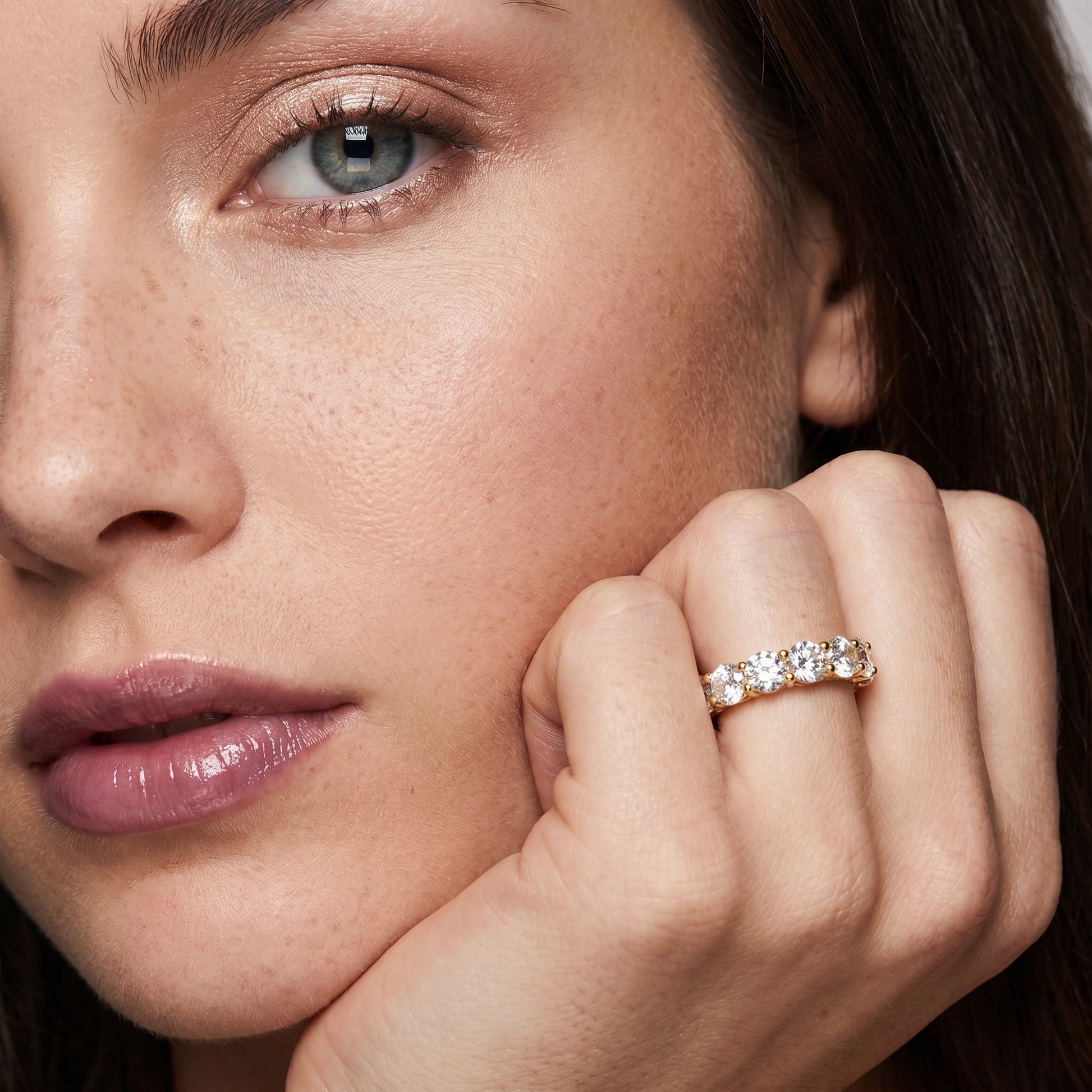 Round Cut Lab Grown Diamond Ring in Yellow Gold