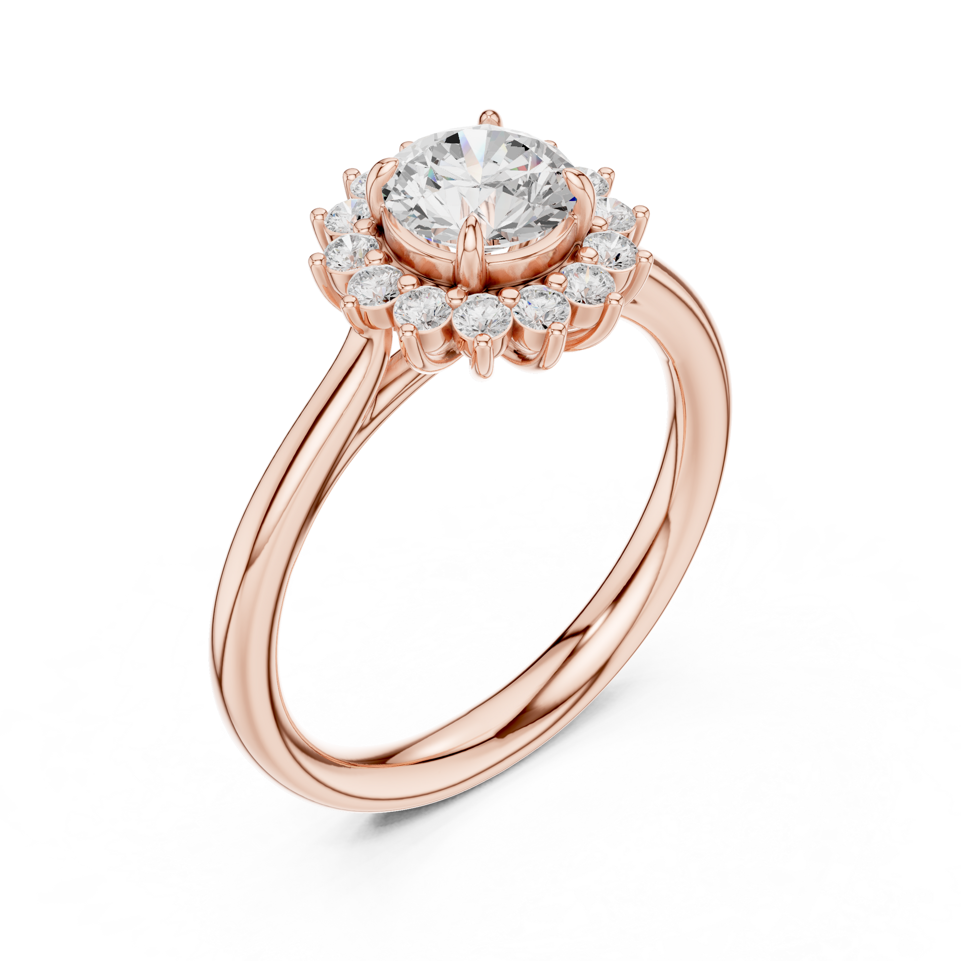 Round Cut Lab Grown Diamond Ring in Rose Gold