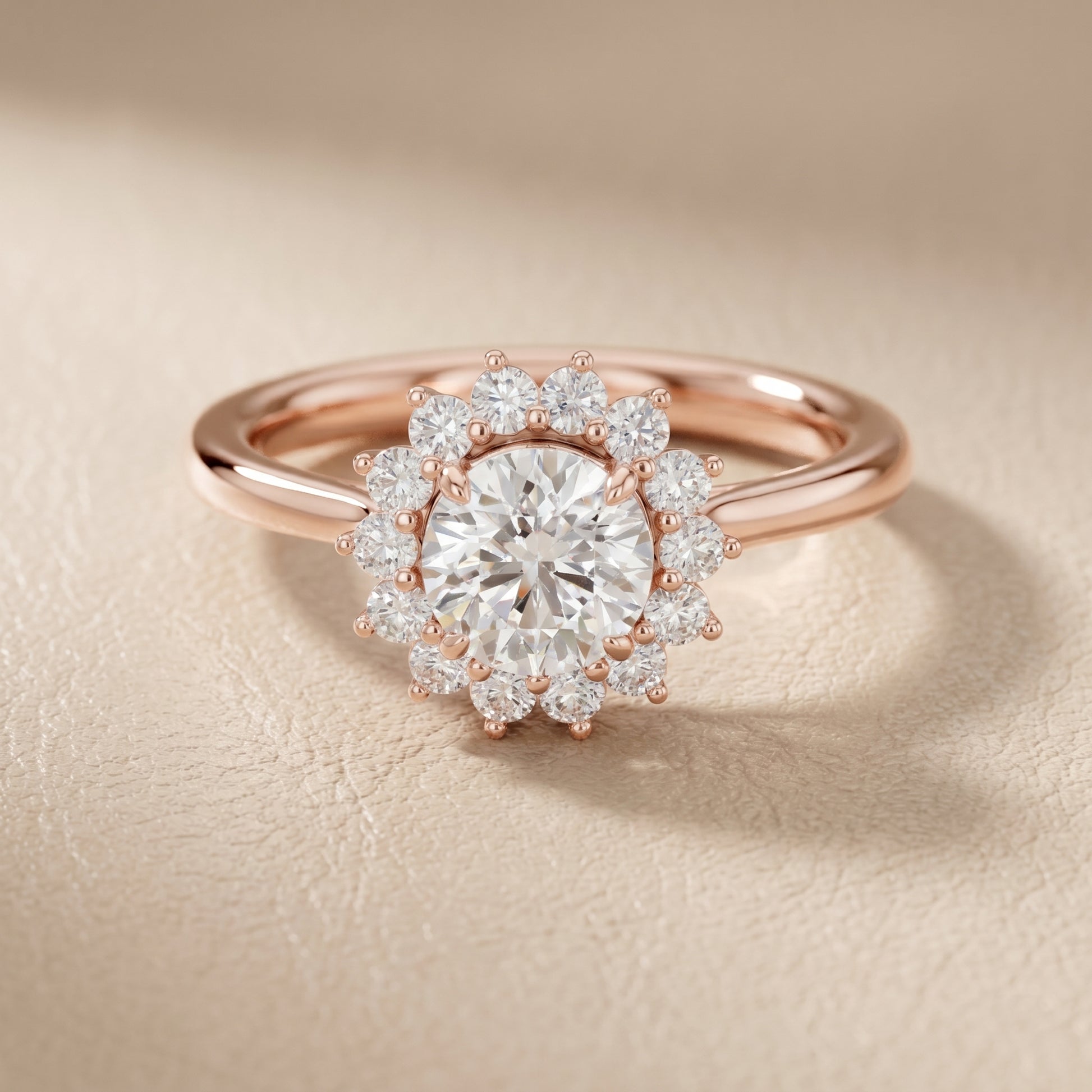 Round Cut Lab Grown Diamond Ring in Rose Gold
