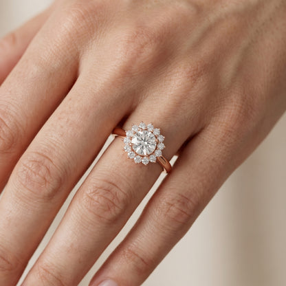 Round Cut Lab Grown Diamond Ring in Rose Gold