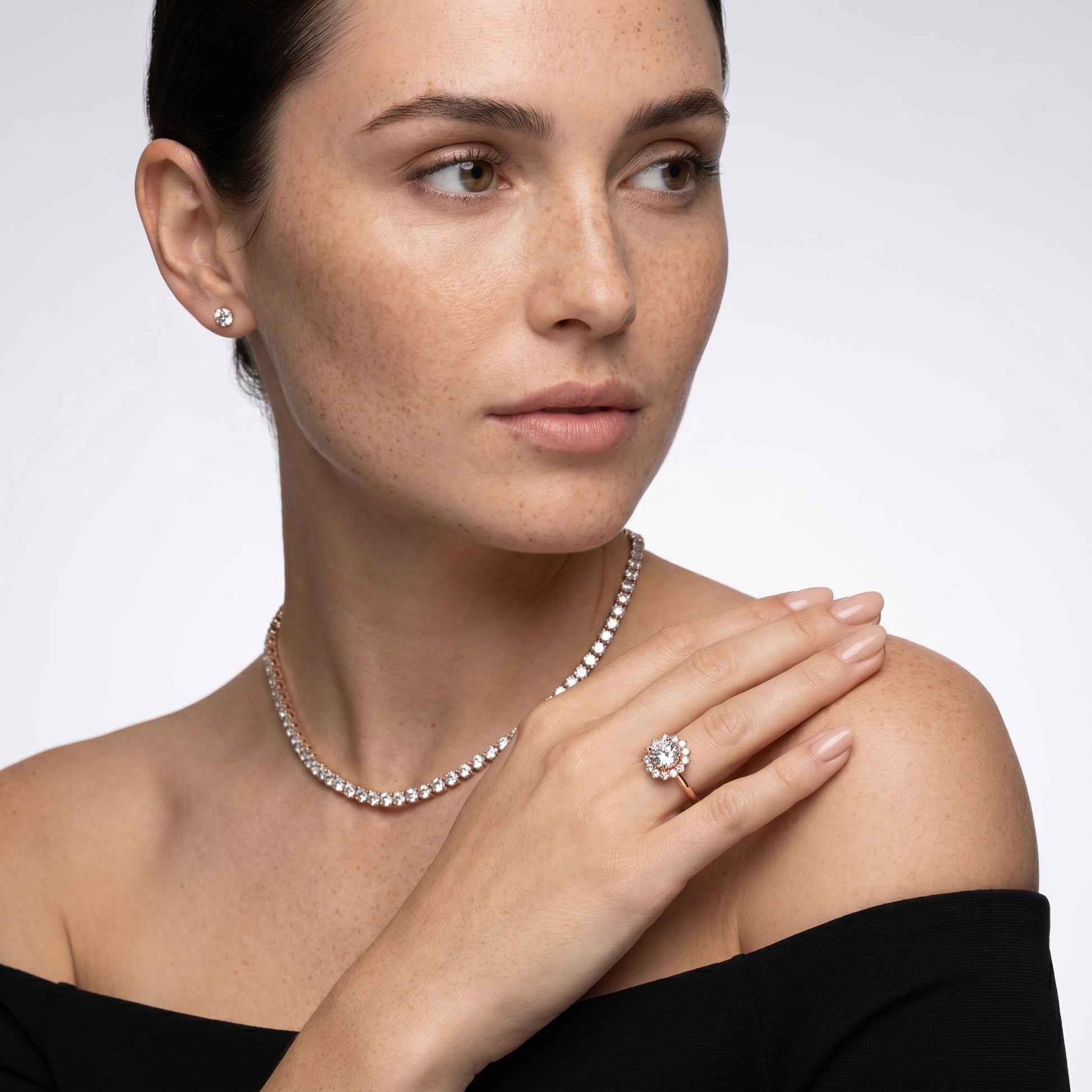 Round Cut Lab Grown Diamond Ring in Rose Gold