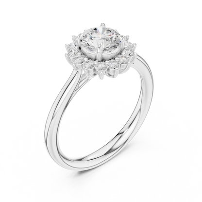 Round Cut Lab Grown Diamond Ring in Silver