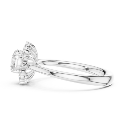 Round Cut Lab Grown Diamond Ring in White Gold
