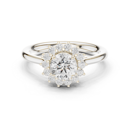 Round Cut Lab Grown Diamond Ring in Silver