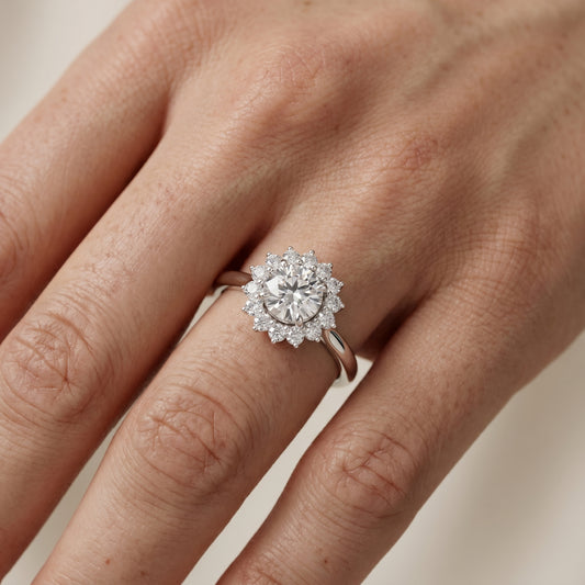 Round Cut Lab Grown Diamond Ring in White Gold