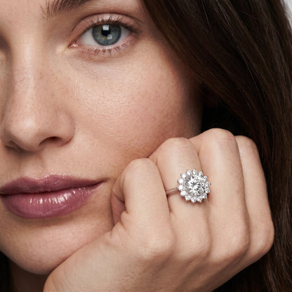 Round Cut Lab Grown Diamond Ring in Platinum