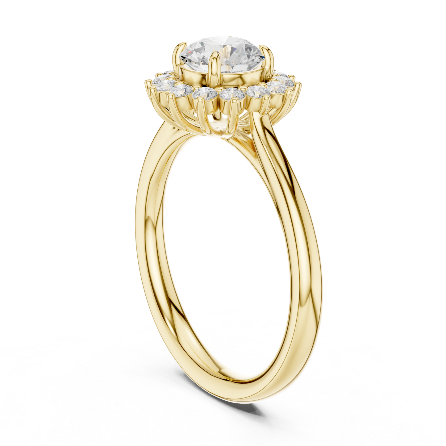 Round Cut Lab Grown Diamond Ring in Yellow Gold