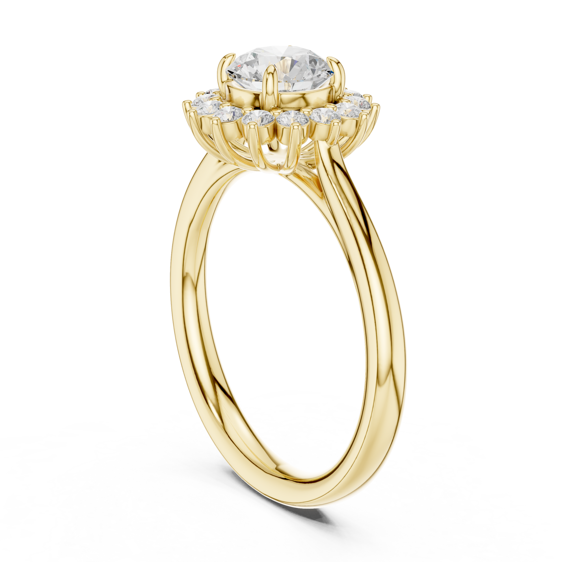 Round Cut Lab Grown Diamond Ring in Yellow Gold