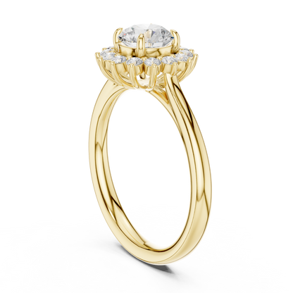 Round Cut Lab Grown Diamond Ring in Yellow Gold