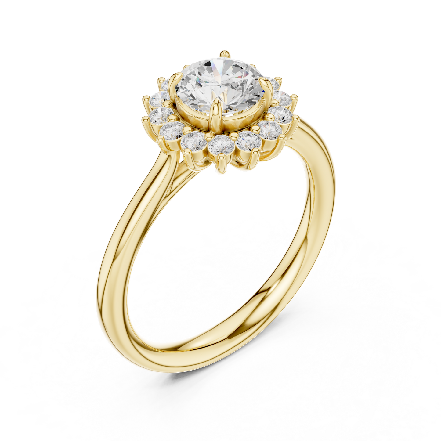 Round Cut Lab Grown Diamond Ring in Yellow Gold