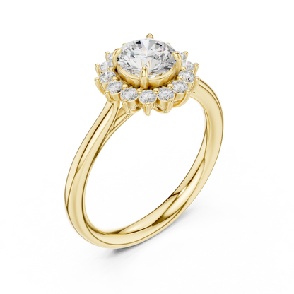 Round Cut Lab Grown Diamond Ring in Yellow Gold