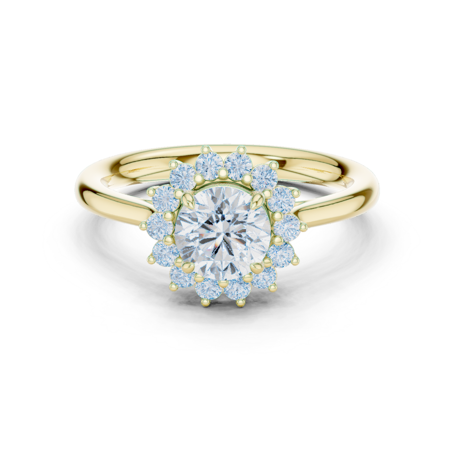 Round Cut Lab Grown Diamond Ring in Yellow Gold