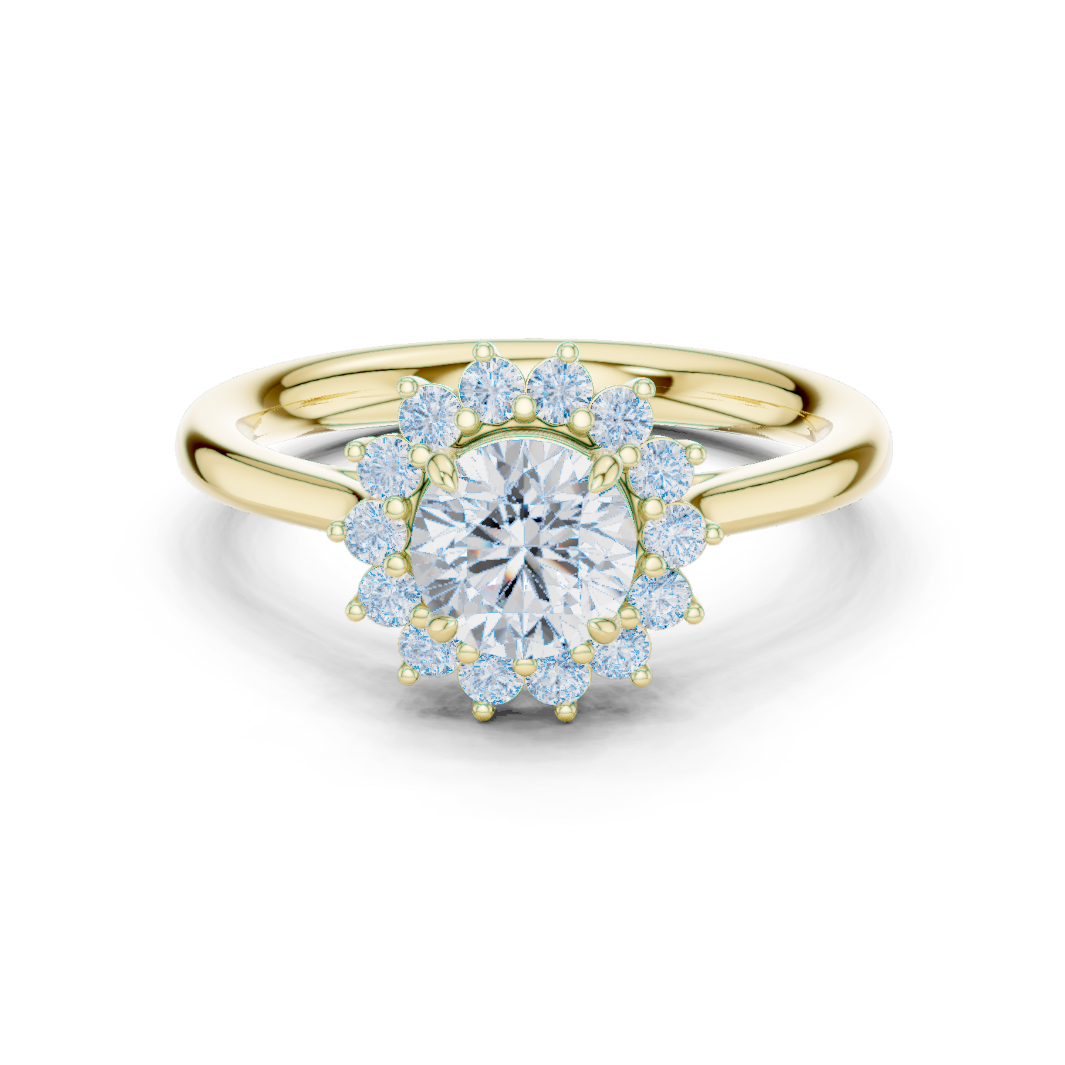 Round Cut Lab Grown Diamond Ring in Yellow Gold