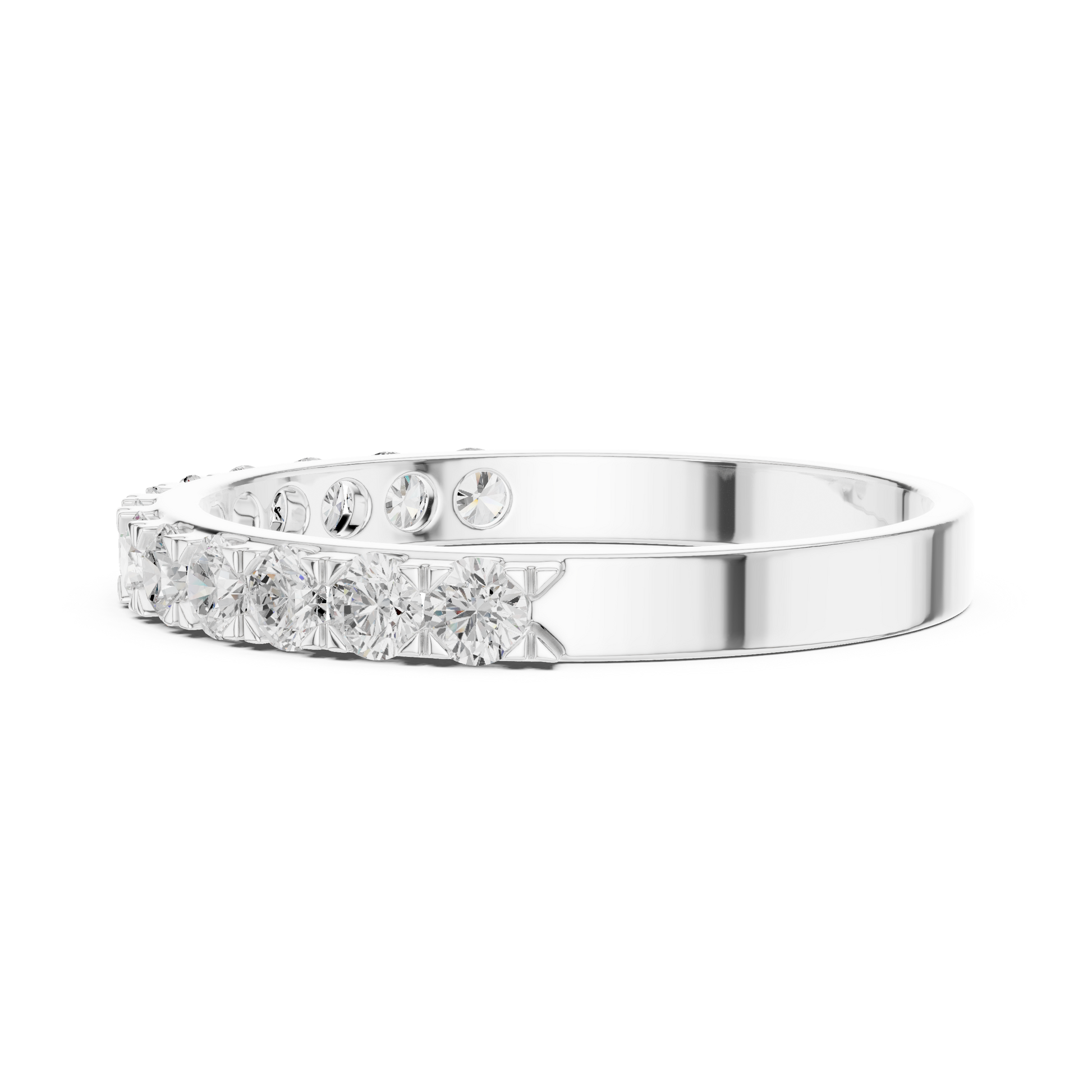 Round Cut Lab Grown Diamond Ring in Silver
