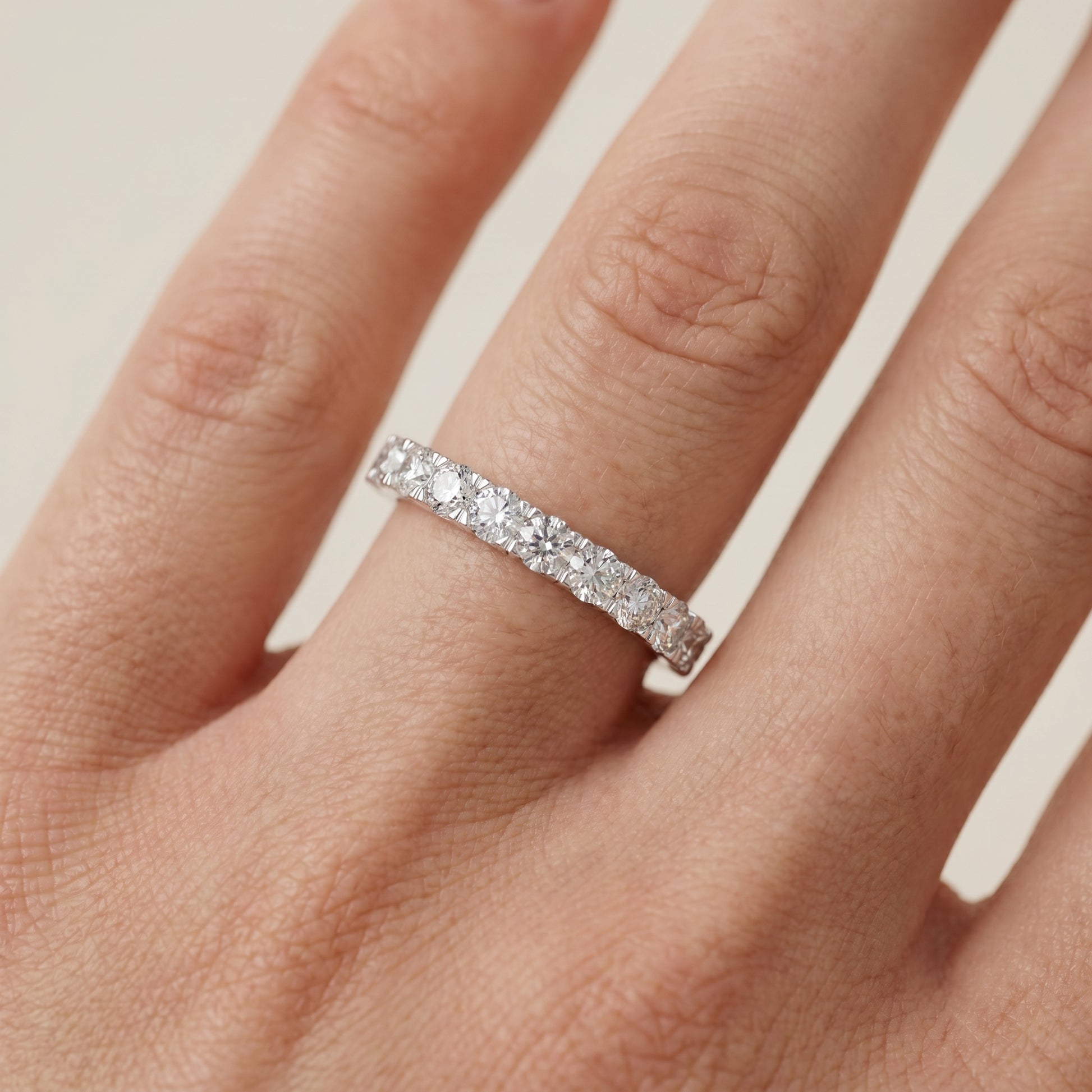 Round Cut Lab Grown Diamond Ring in White Gold